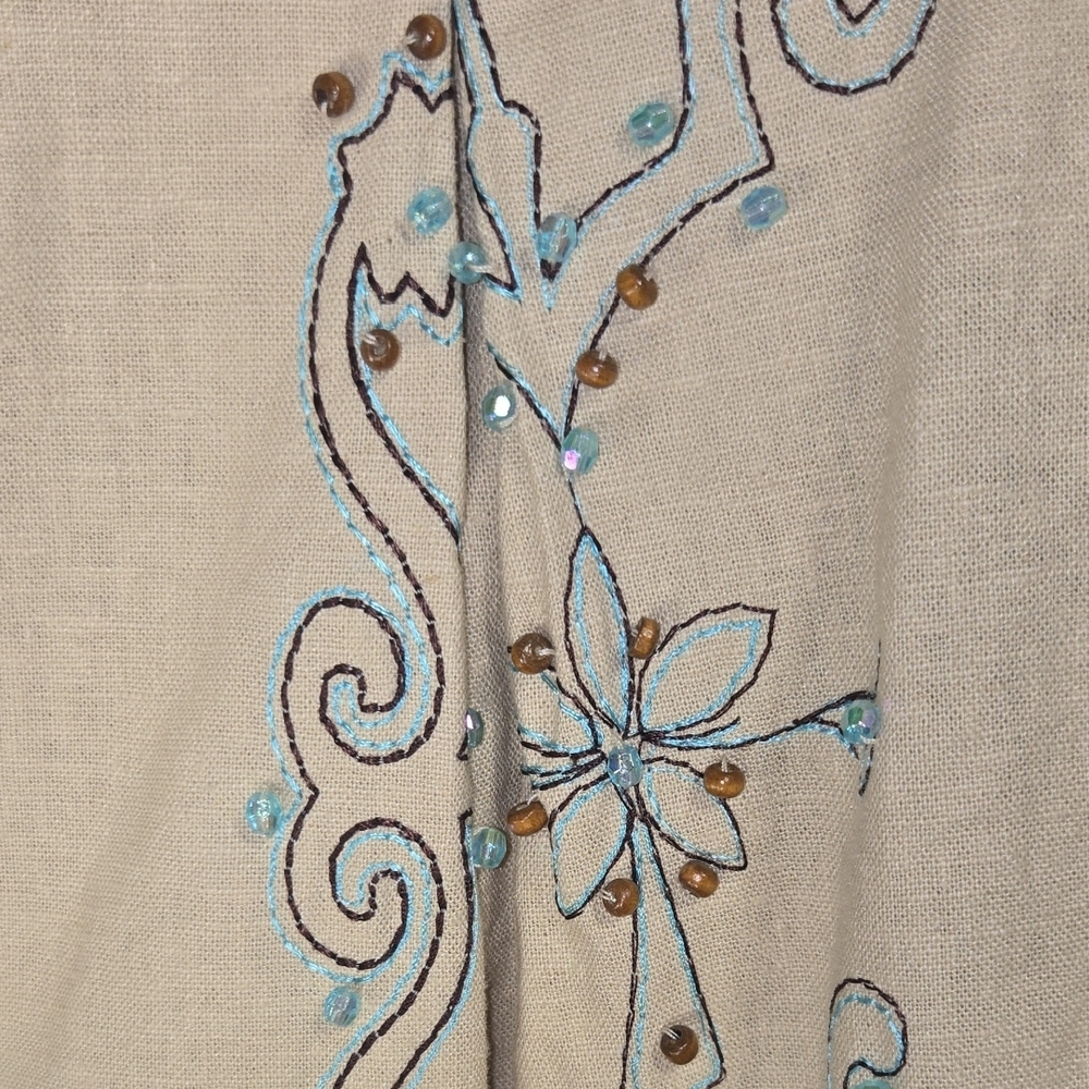 NINETY Embroidered A-Line Skirt w/ Brown & Iridescent Beading - Picture 4 of 11